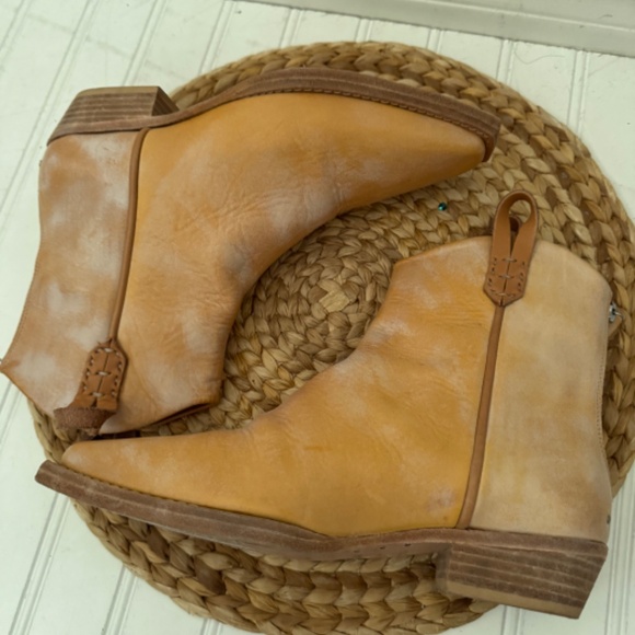Free People We The Free Wesley Leather Ankle Boots Papaya Tan  6.5 - Picture 3 of 10